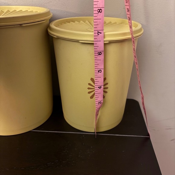 Vintage Tupperware Servalier 3pc Canister Set | Harvest Yellow Sunburst - Picture 10 of 16